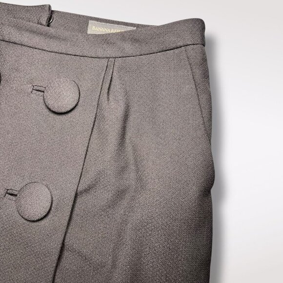 Banana Republic Black Wrap Style Mini Skirt Button Detail Size 0 - Picture 5 of 9